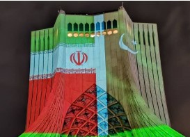 Tehran’s Azadi Tower Illuminated in Green and White for Pakistan Day
